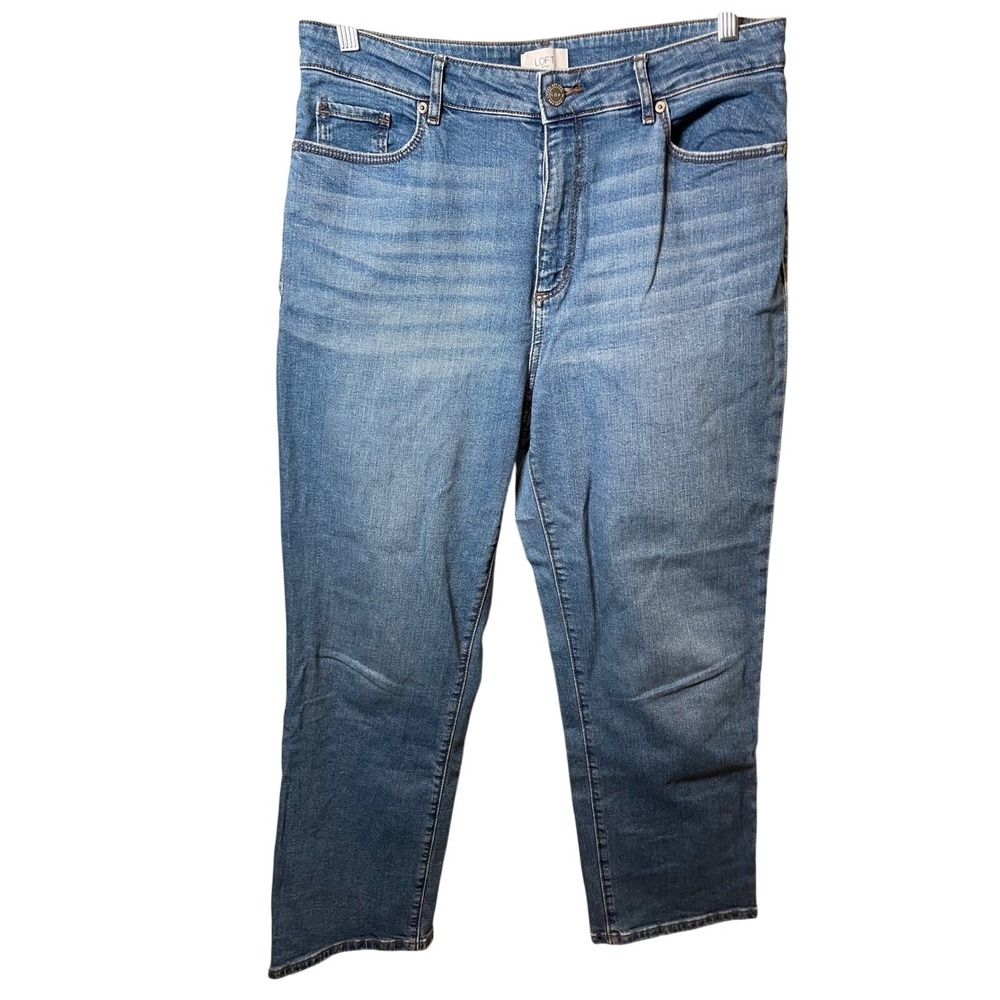 LOFT Curvy High Rise Straight Jeans Women's 12 Blue Denim Casual Minimalist